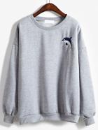 Shein Round Neck Dolphin Embroidered Sweatshirt
