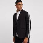 Shein Men Pocket & Button Front Striped Blazer