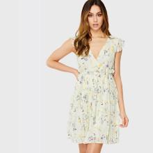 Shein Surplice Neck Flutter Sleeve Calico Print Dress