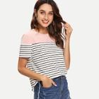 Shein Cut And Sew Striped Ringer Tee