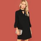 Shein Cut Out Front Eyelash Lace Trim Dress