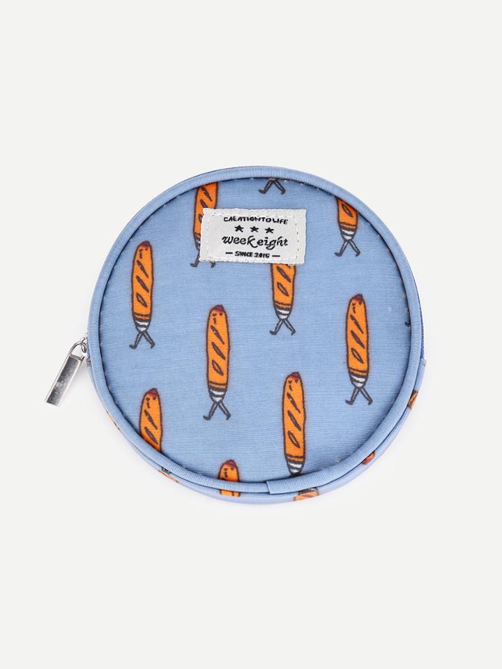 Shein Cartoon Print Round Canvas Wallet