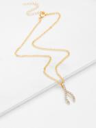 Shein Rhinestone Detail Pendant Design Chain Necklace