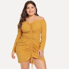 Shein Plus Drawstring Front Form Fitting Dress