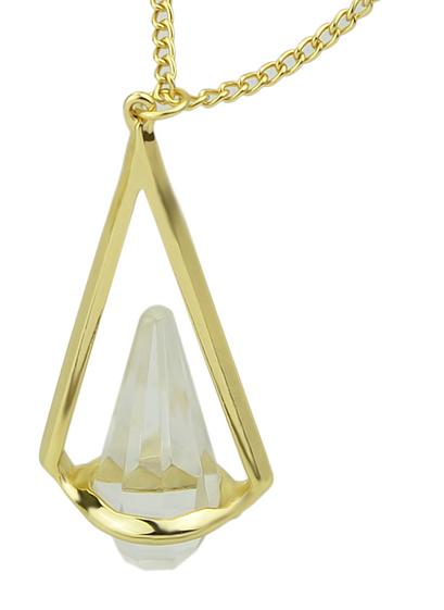 Shein White Gemstone Triangle Gold Necklace