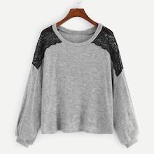 Shein Contrast Lace Drop Shoulder Jumper