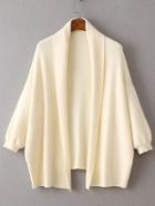 Shein Beige Shawl Collar Lantern Sleeve Batwing Cardigan
