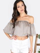 Shein Purple Off The Shoulder Crop Top