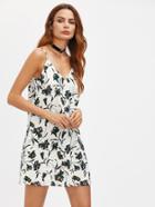 Shein Botanical Print Double V Neck Cami Dress