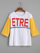 Shein Color Block Letter Print T-shirt