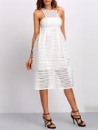 Shein Striped Mesh Column High Waist Dress