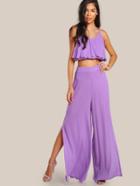 Shein Porcelain Print Trapeze Cami And Split Culotte Pants Set