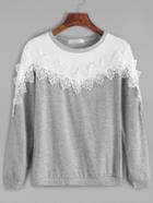 Shein Color Block Applique Trim Sweatshirt