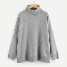 Shein Drop Shoulder Eyelet Trim Sweater