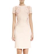 Shein Apricot Round Neck Short Sleeve Bodycon Dress