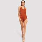 Shein Tassel Detail Halter Solid Romper