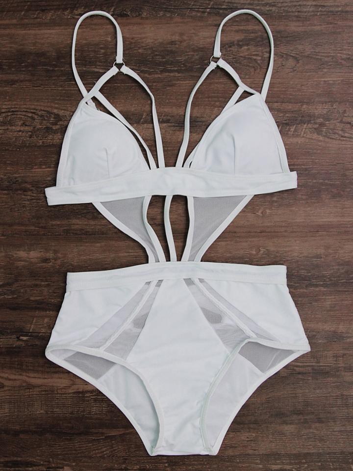 Shein Mesh Design Strappy Monokini