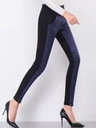 Shein Navy Blue Elastic Waist Quilted Down Pants