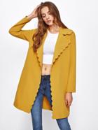 Shein Scallop Trim Self Belt Coat