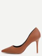 Shein Brown Faux Leather Point Toe Heels