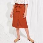 Shein Button Front Skirt With Belt