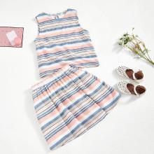 Shein Girls Sleeveless Striped Top & Skirt Set