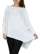 Shein White Long Sleeve Asymmetrical T-shirt