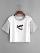 Shein Letter Print Contrast Trim T-shirt