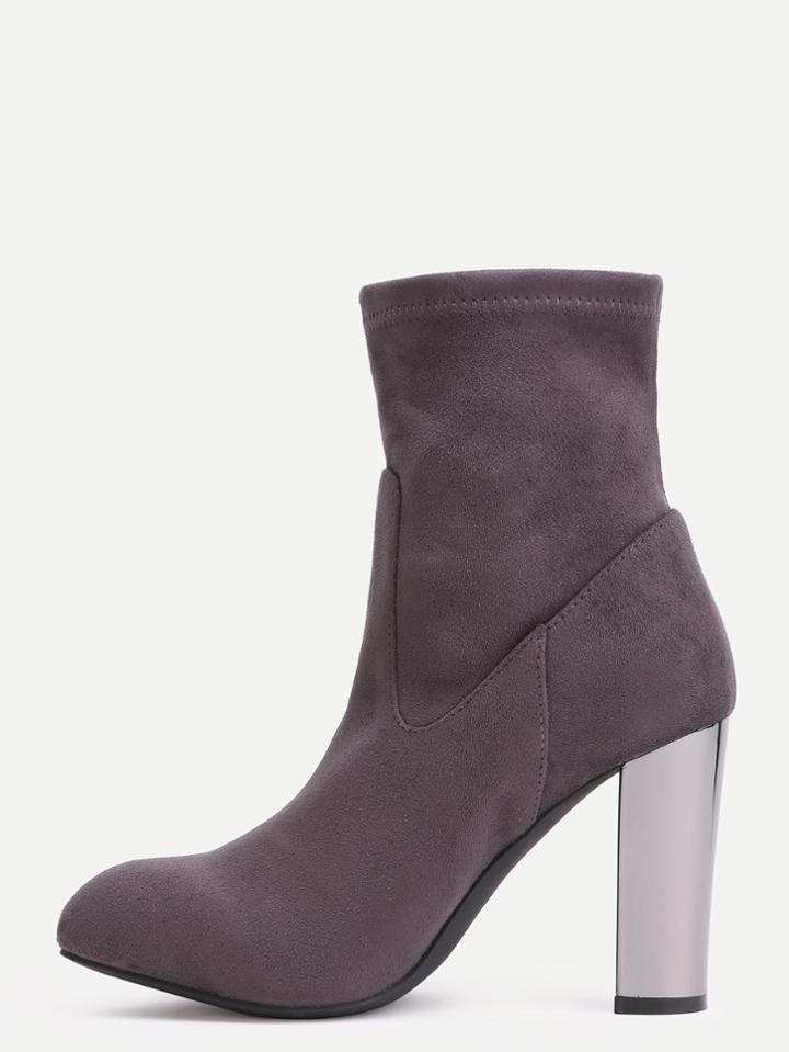 Shein Grey Point Toe High Heels Short Boots
