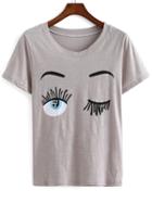 Shein Grey Eye Print T-shirt