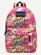 Shein Pink Leaf Print Canvas Backpack