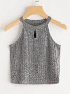 Shein Space Dye Keyhole Front Knit Top