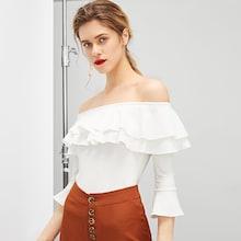 Shein Ruffle Trim Ribbed Knit Tee