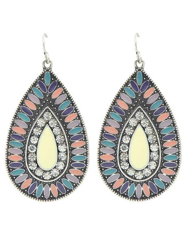 Shein Colorful Enamel Large Drop Earrings Jewelry Fashion