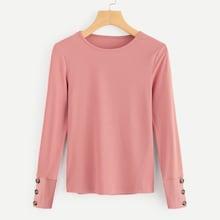 Shein Button Decoration Solid Tee