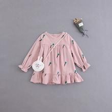 Shein Girls Ruffle Hem Carrot Print Dress