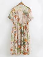 Shein Floral Print Pleated Dress