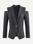 Shein Cold Shoulder Stripe Tailored Blazer