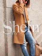 Shein Brown Long Sleeve Lapel Pockets Coat