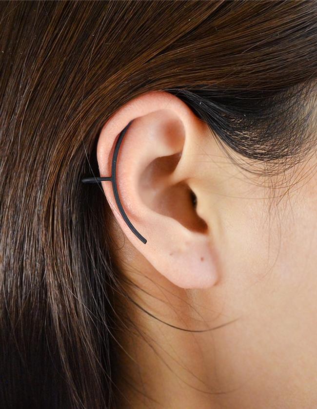 Shein Black Simple Long Ear Cuff