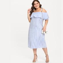 Shein Plus Off-shoulder Stripe Dress