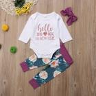 Shein Toddler Girls Letter & Floral Print Top & Pants & Headband