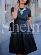 Shein Black Short Sleeve Round Neck Dress