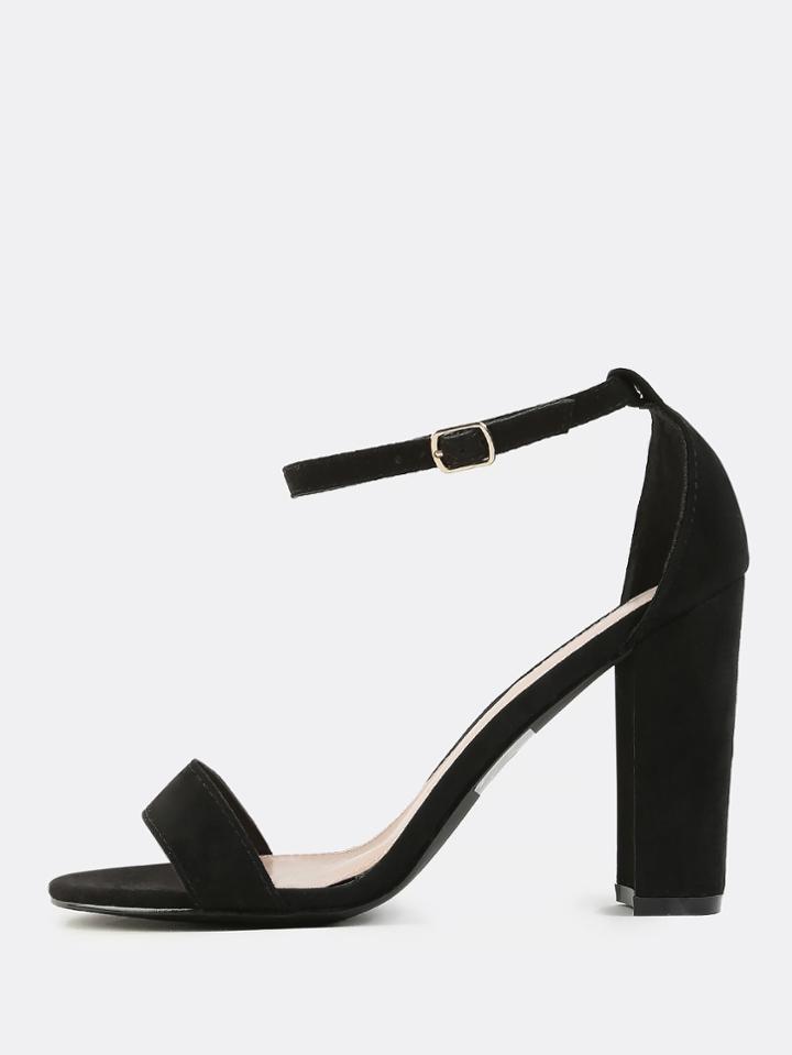 Shein Faux Suede Chunky Heels Black