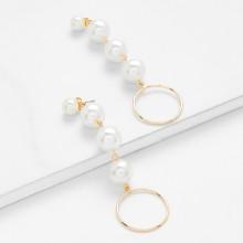 Shein Faux Pearl Design Drop Earrings With Ring
