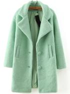 Shein Green Lapel Single Breasted Woolen Coat