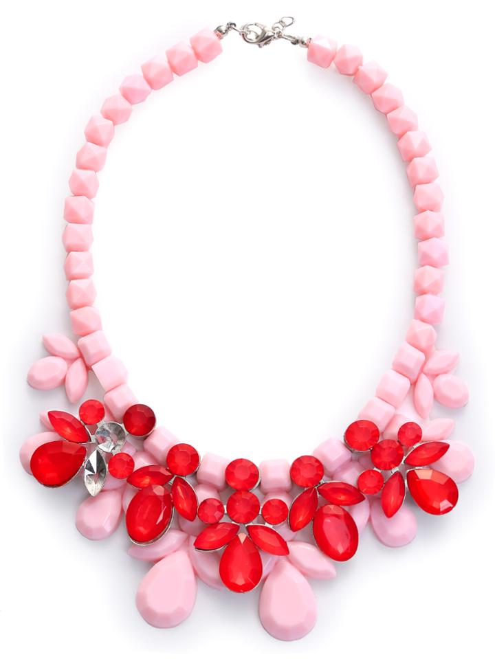 Shein Pink Faux Stone Water Drop Pendant Statement Necklace