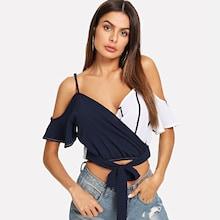 Shein Knot Front Wrap Cami Blouse