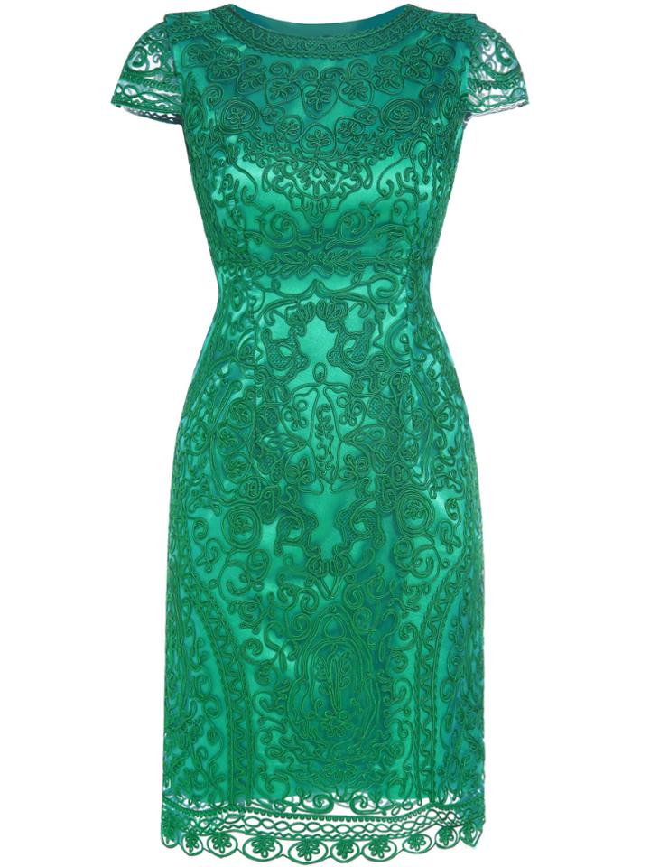 Shein Green Gauze Disc Flowers Sheath Dress