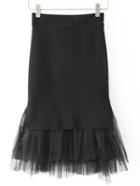 Shein Black Sheer Mesh Fishtail Skirt